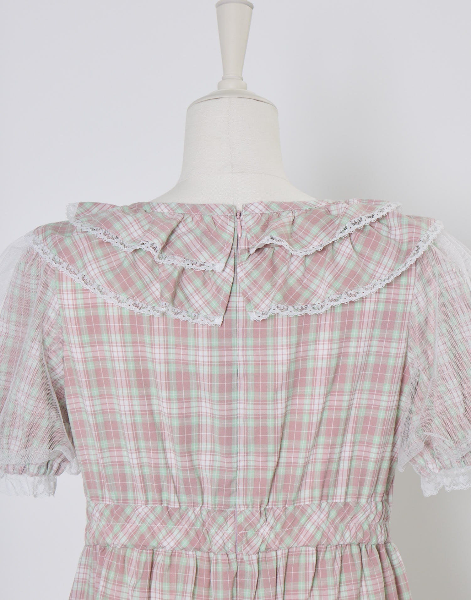 Lolime check puff sleeve dress