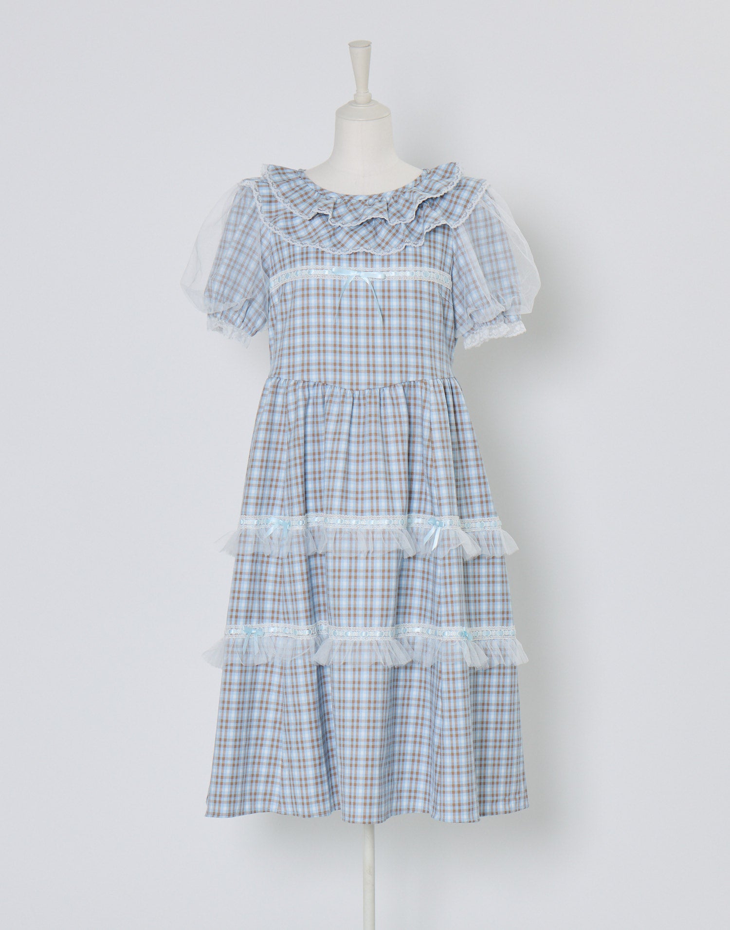 (Pre-order) Lolime check puff sleeve dress