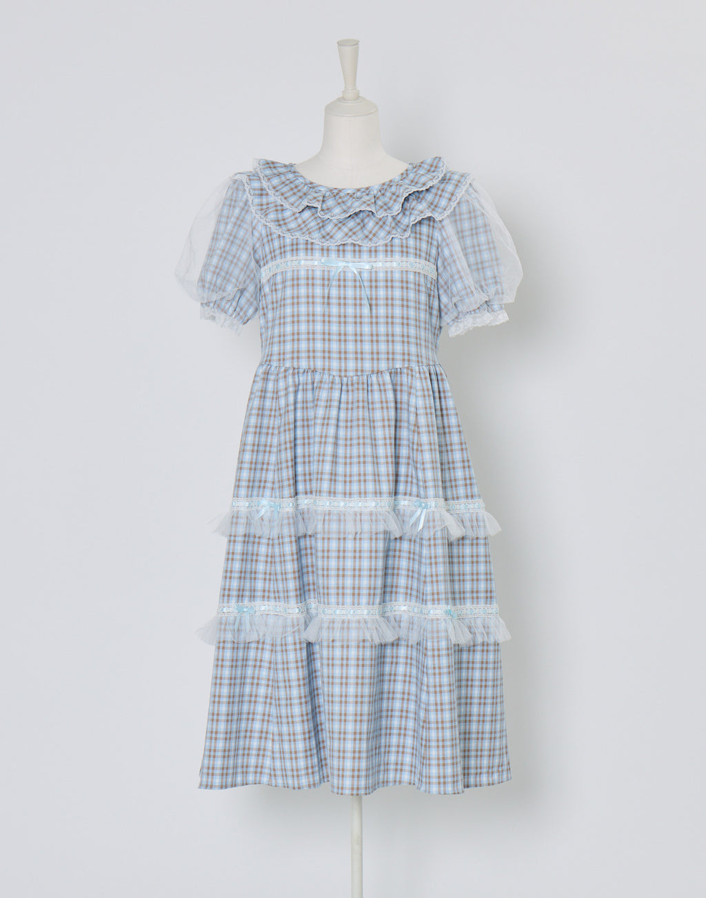 Lolime check puff sleeve dress