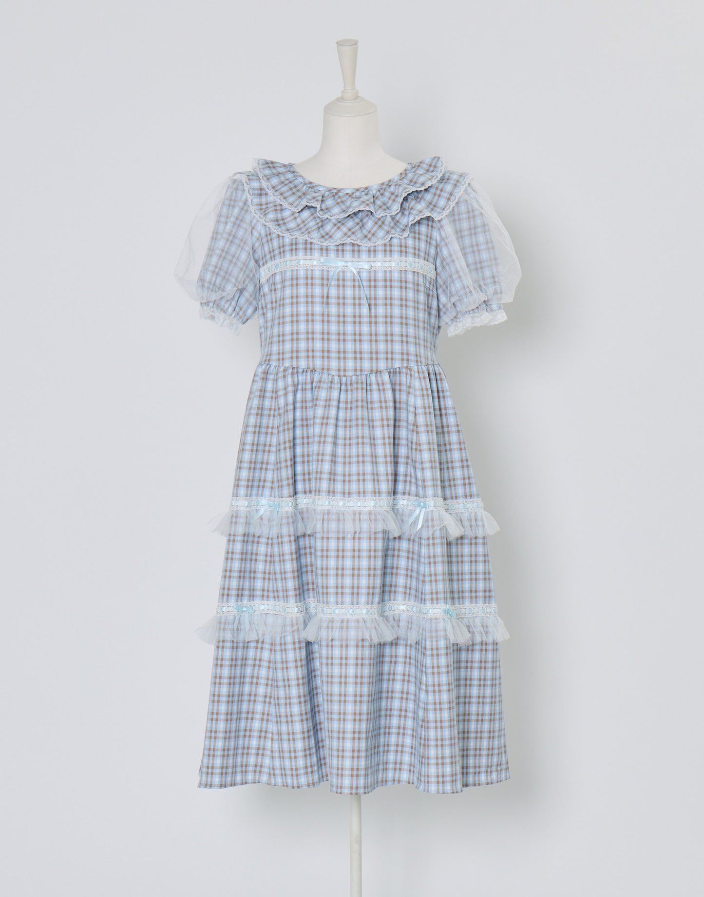 Lolime check puff sleeve dress
