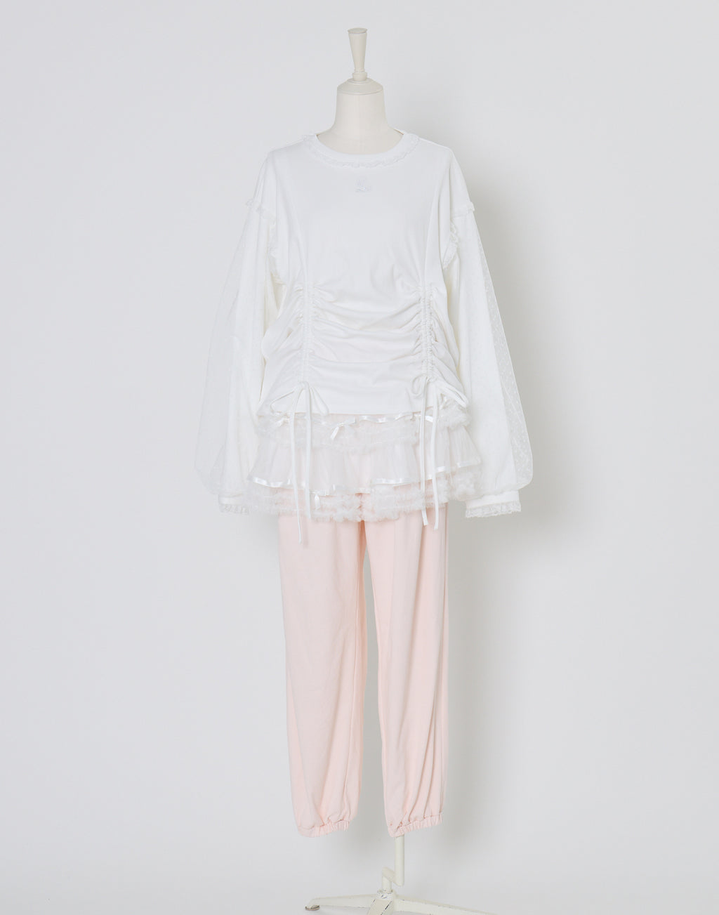 (Pre-order) Lolime lacy shirring logo pullover