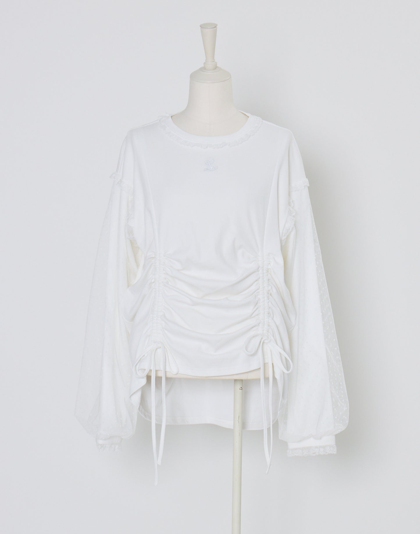 Lolime lacy shirring logo pullover