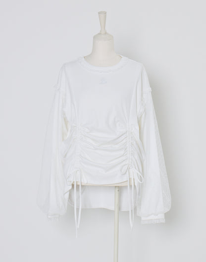 Lolime lacy shirring logo pullover