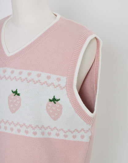Lolime daydream strawberry knit vest