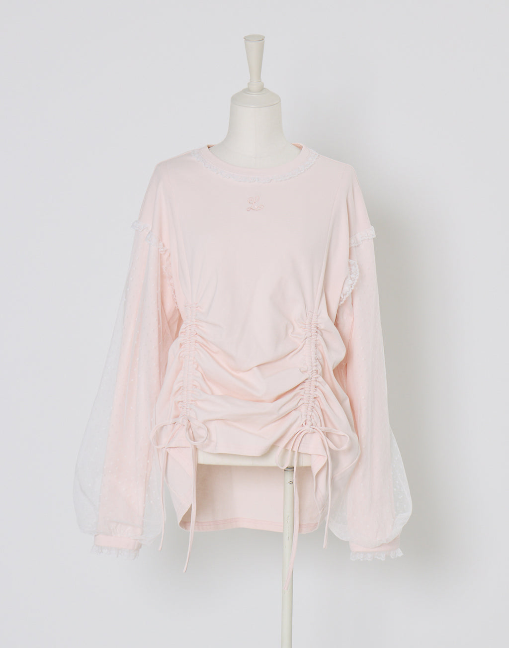 Lolime lacy shirring logo pullover