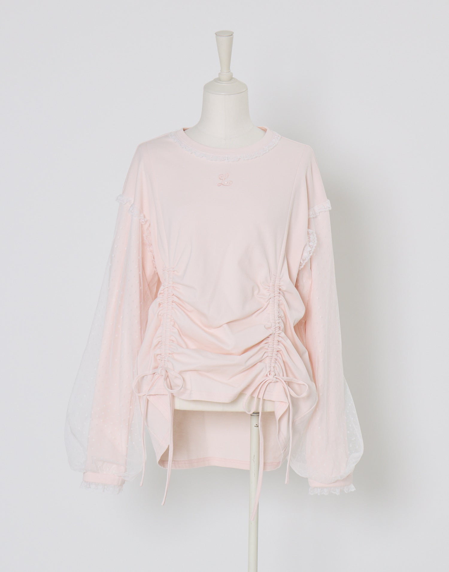 Lolime lacy shirring logo pullover