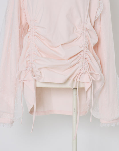 Lolime lacy shirring logo pullover