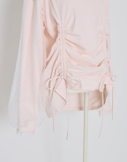 Lolime lacy shirring logo pullover