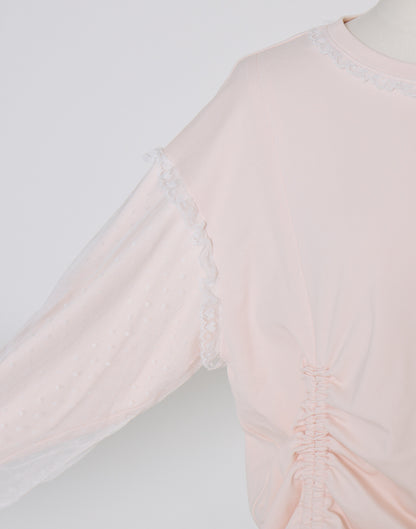 Lolime lacy shirring logo pullover