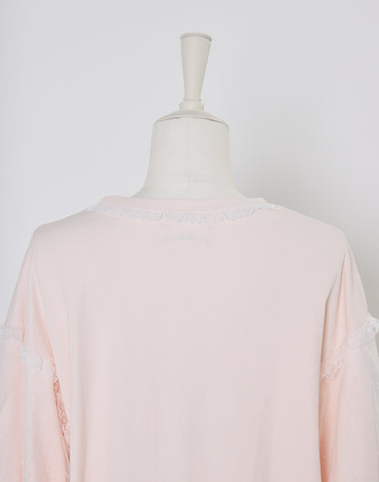 Lolime lacy shirring logo pullover
