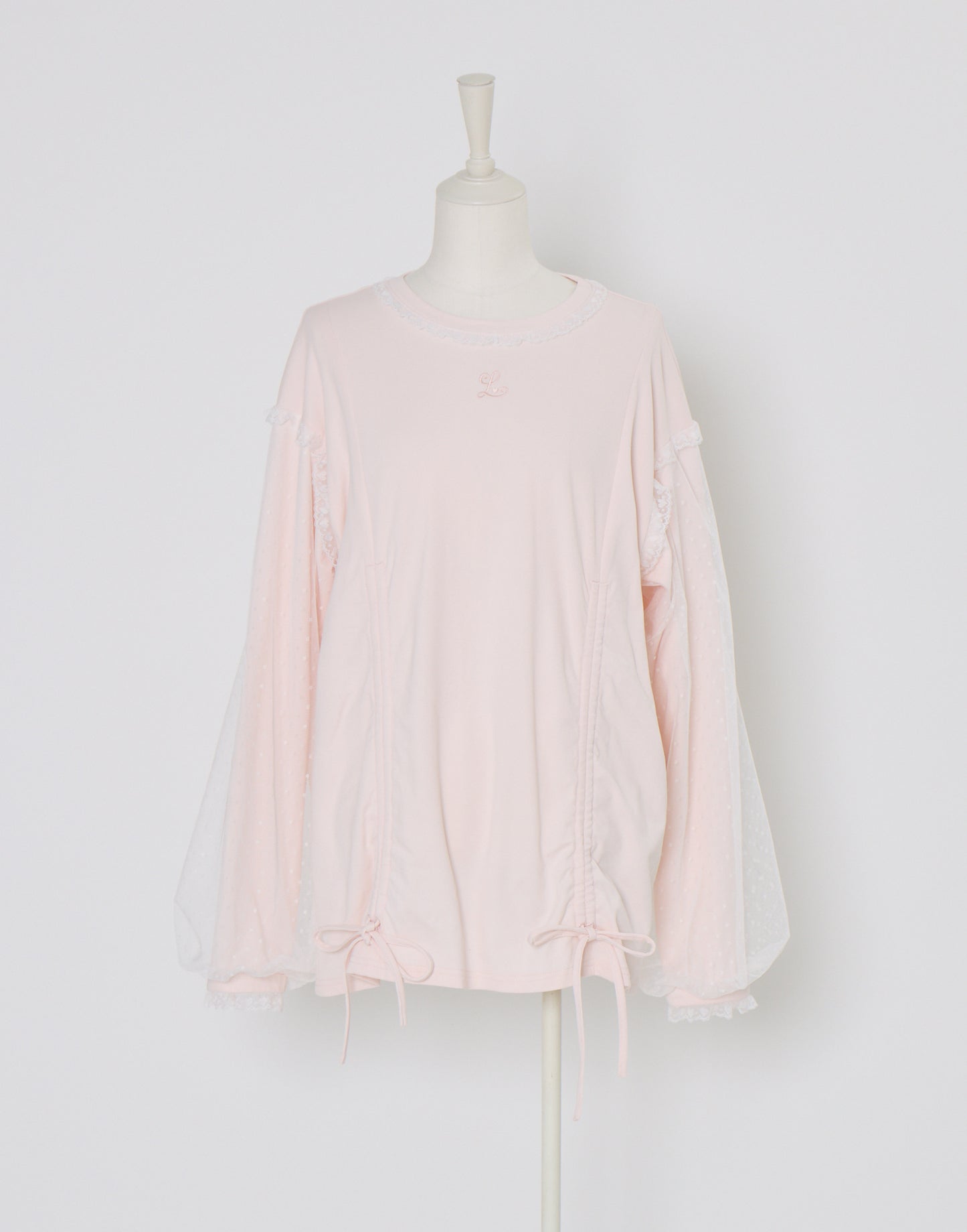 Lolime lacy shirring logo pullover