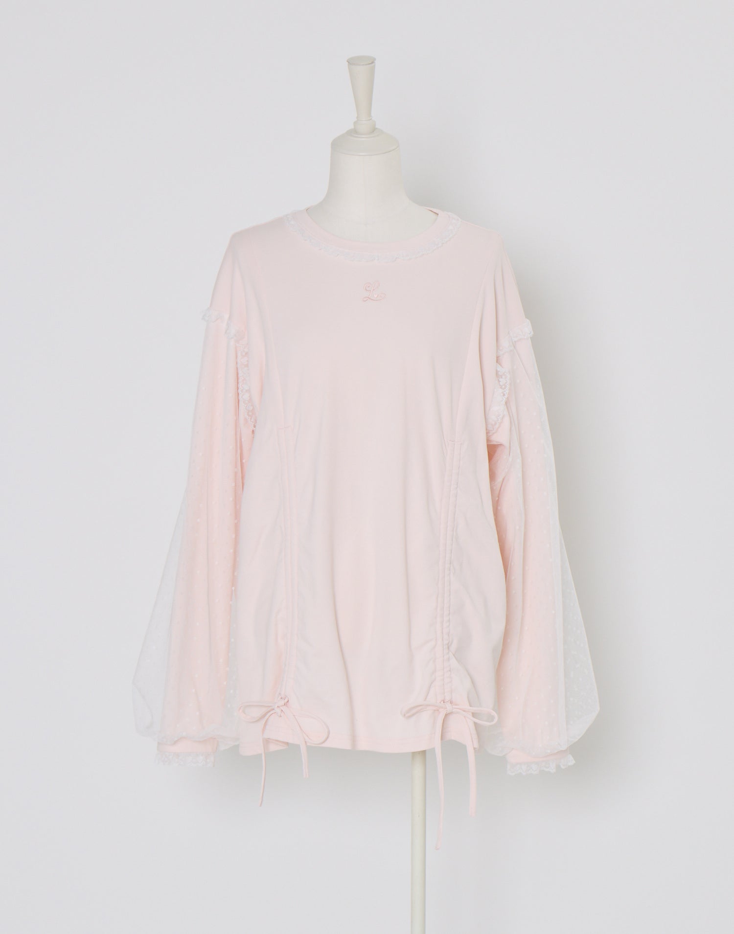 Lolime lacy shirring logo pullover