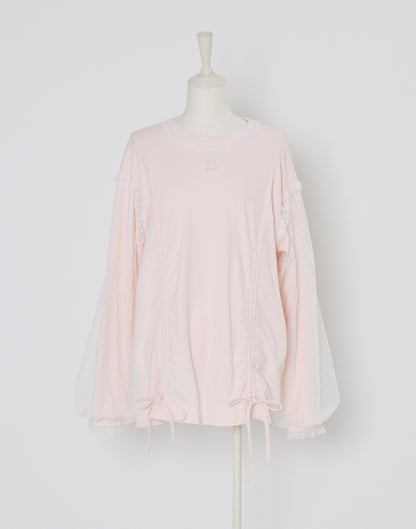 Lolime lacy shirring logo pullover