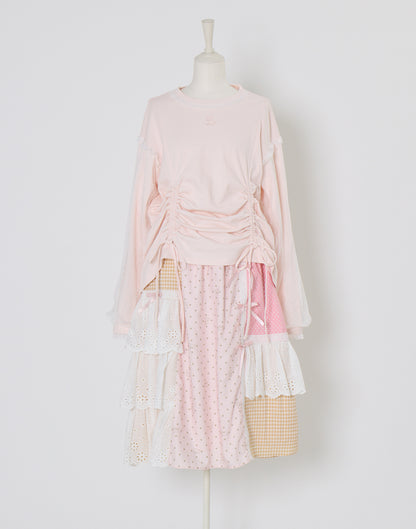 Lolime angel bunny frill patchwork skirt