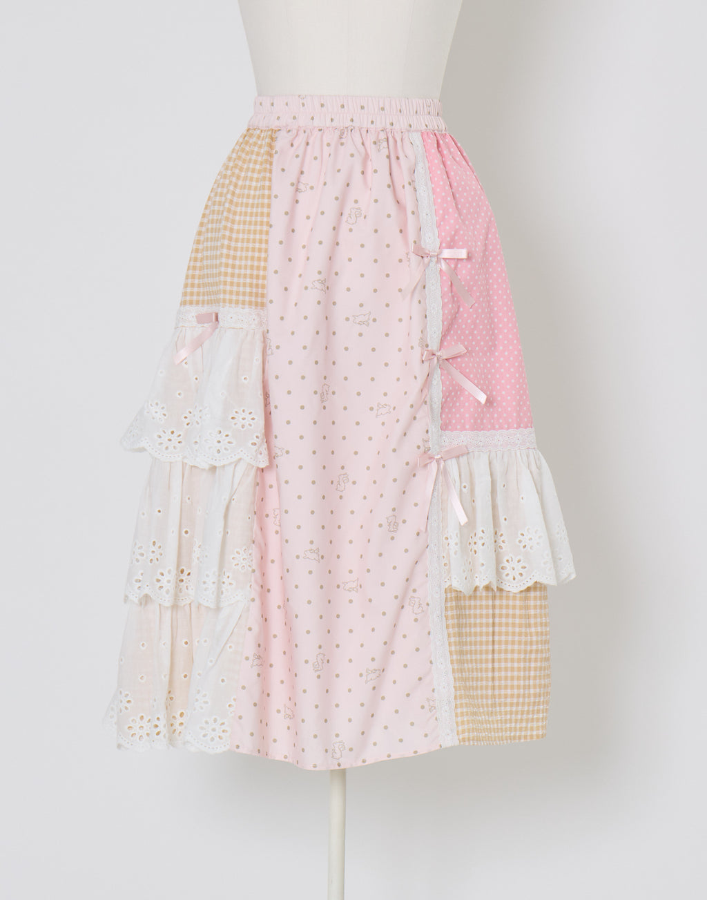 Lolime angel bunny frill patchwork skirt