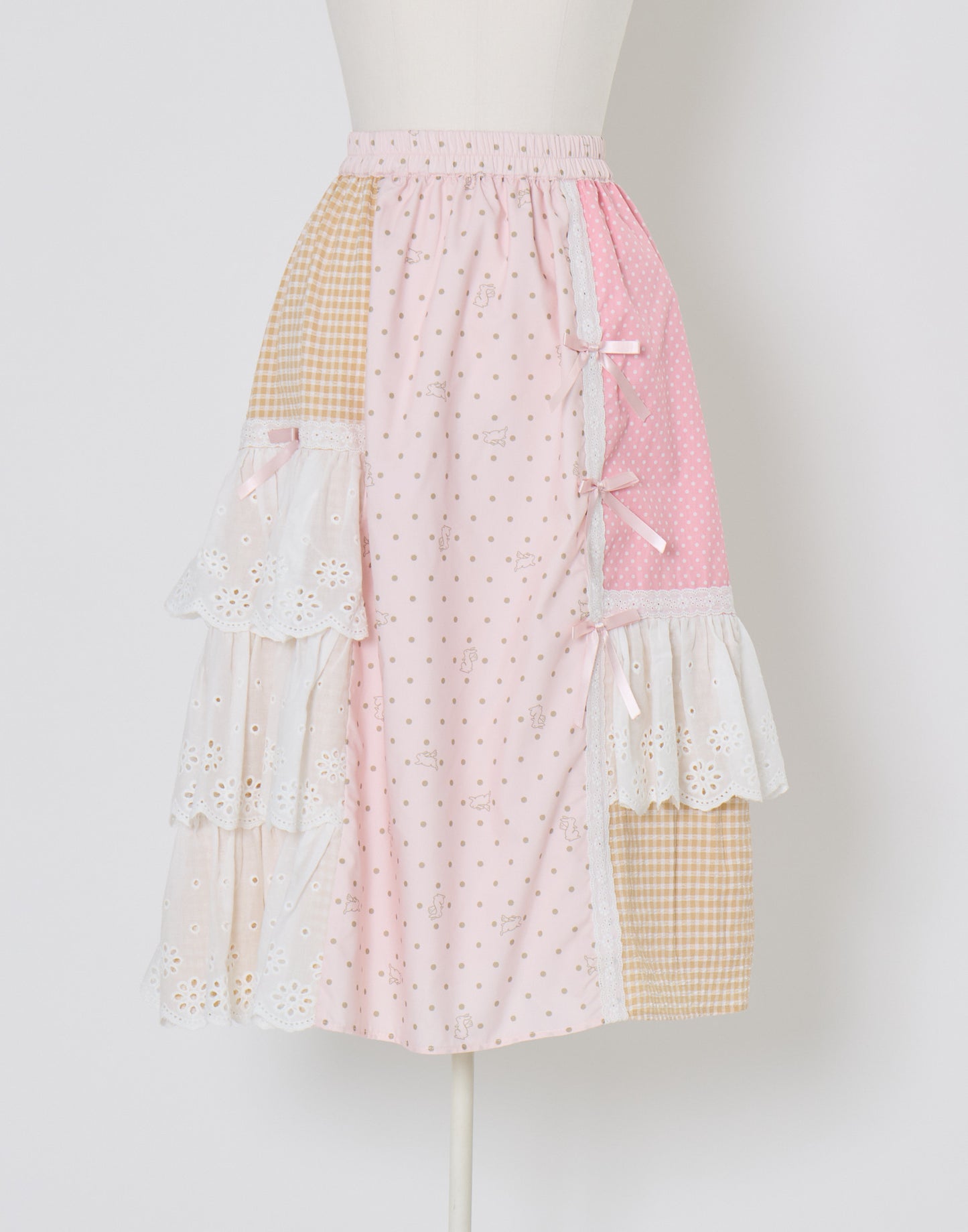 Lolime angel bunny frill patchwork skirt