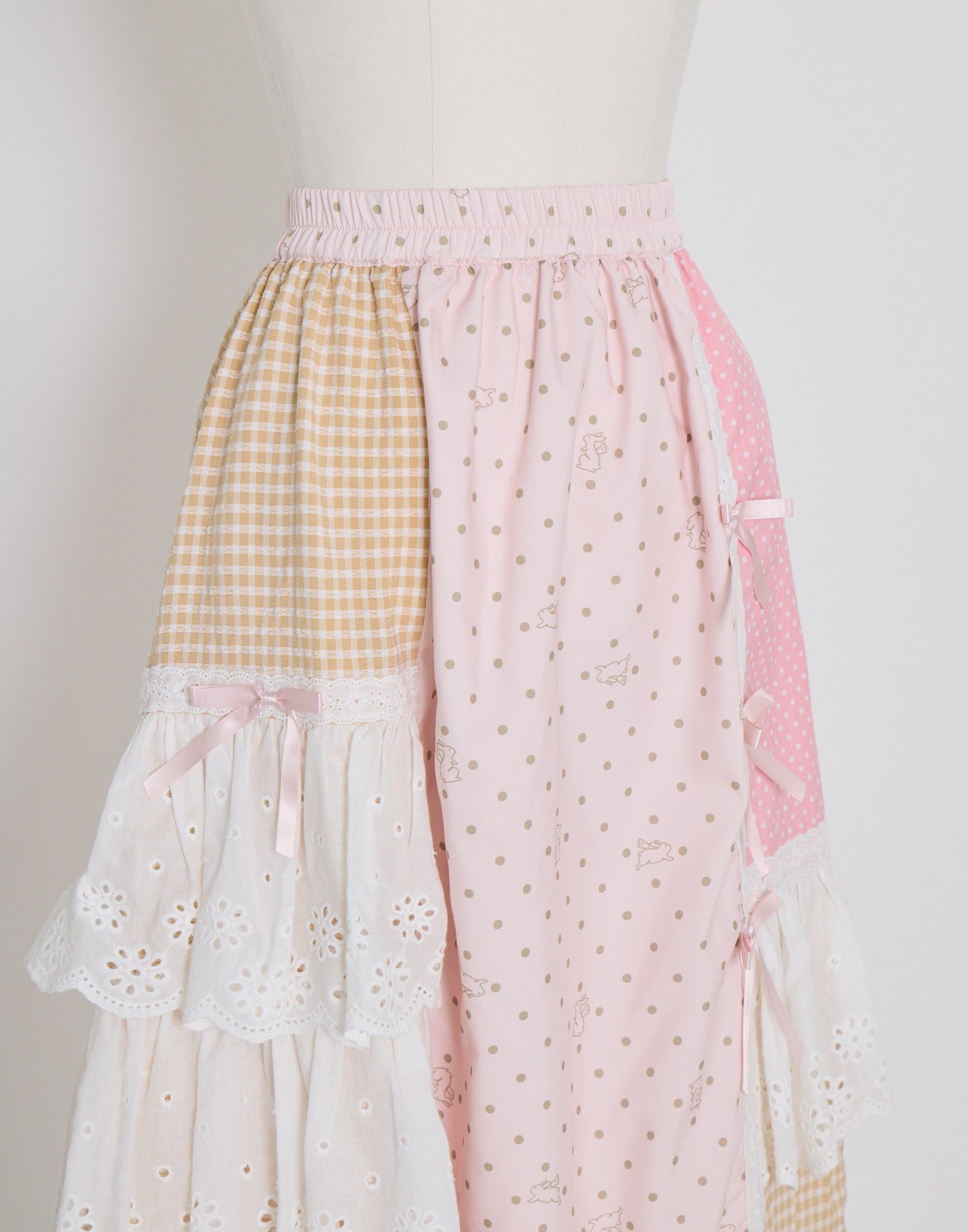 Lolime angel bunny frill patchwork skirt