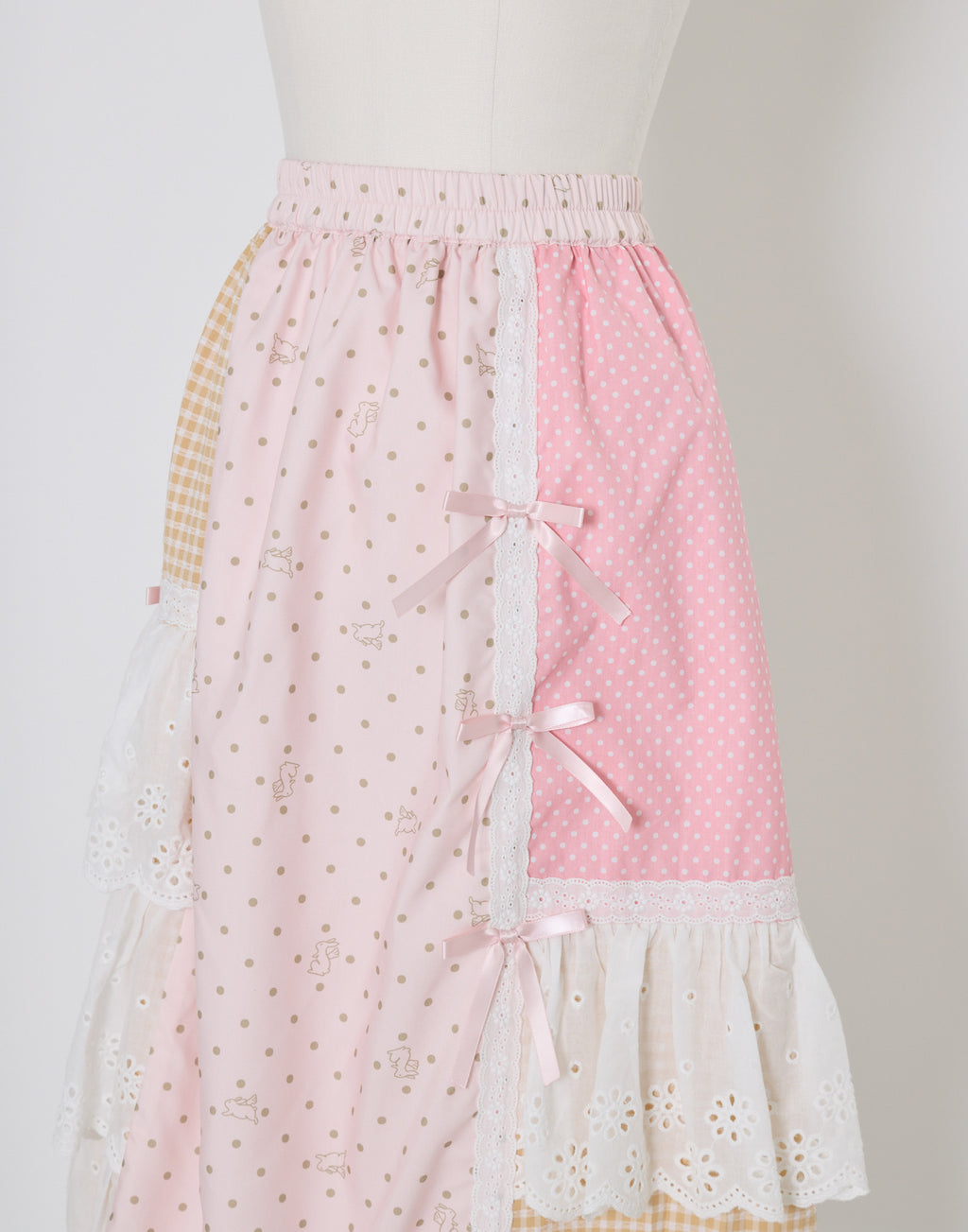 Lolime angel bunny frill patchwork skirt