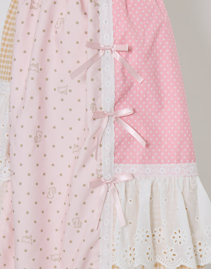 Lolime angel bunny frill patchwork skirt