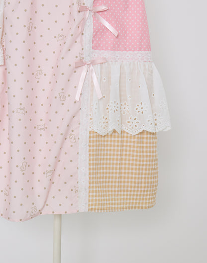 Lolime angel bunny frill patchwork skirt