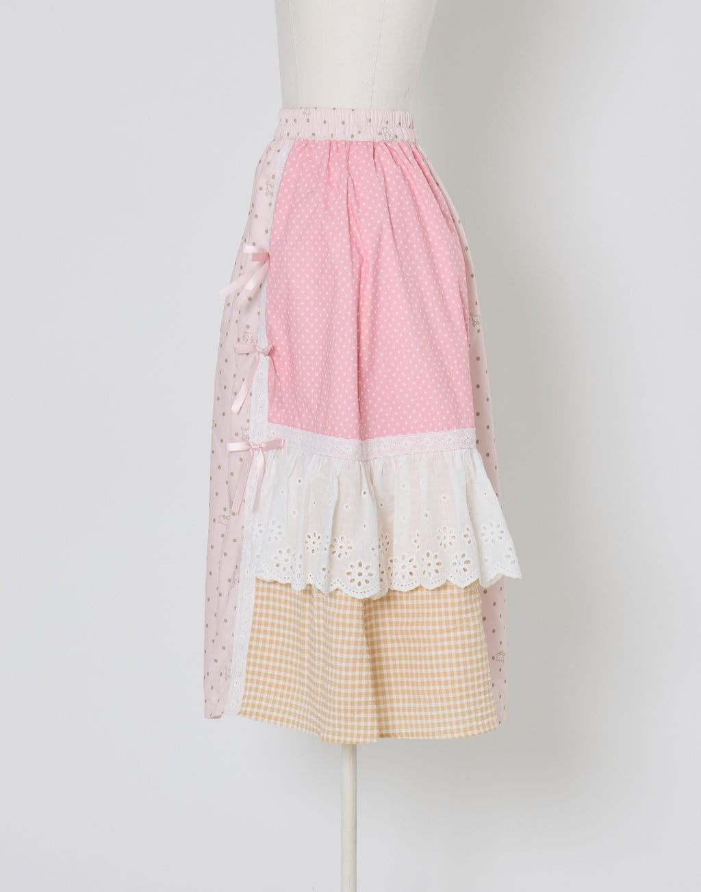 Lolime angel bunny frill patchwork skirt