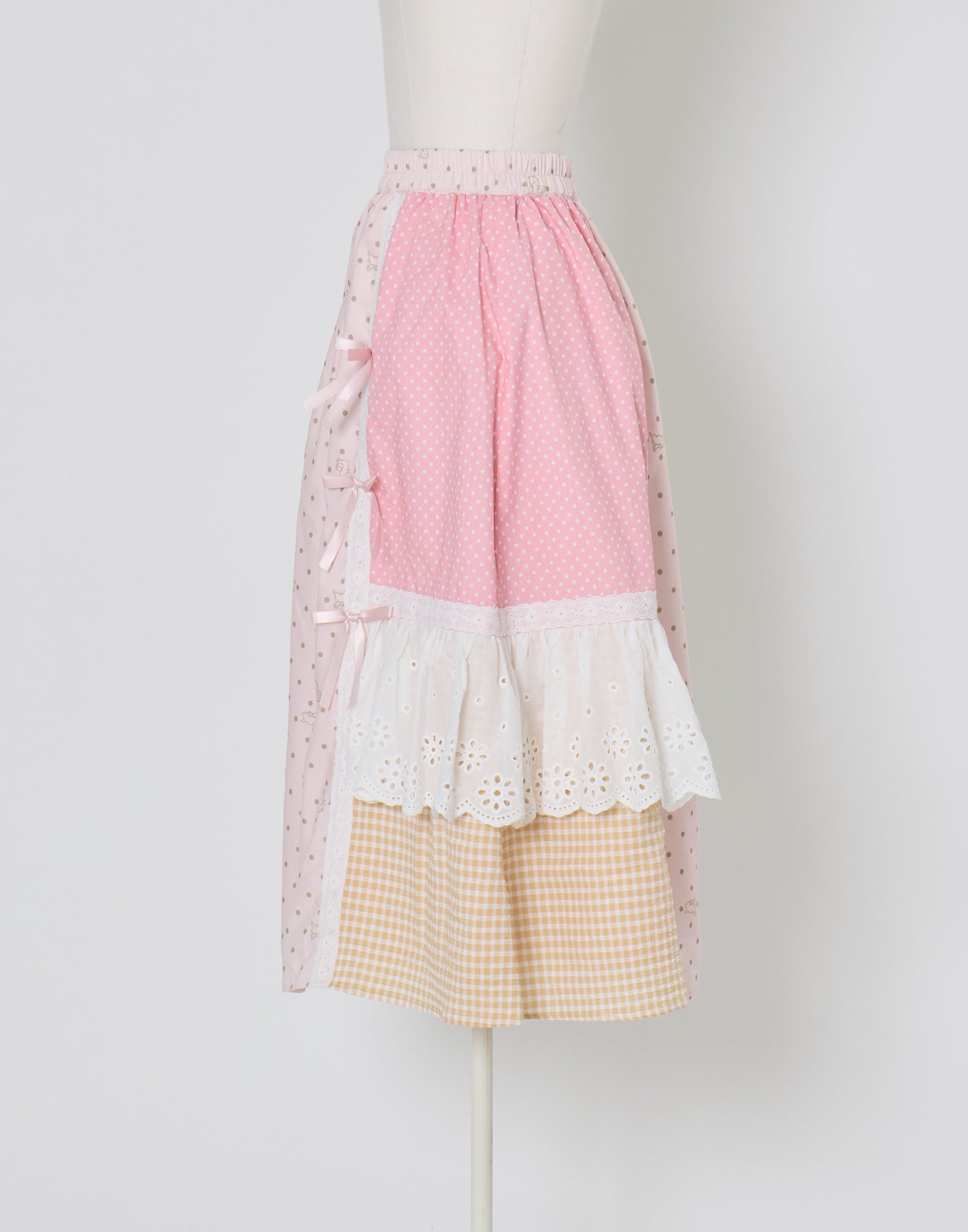 Lolime angel bunny frill patchwork skirt