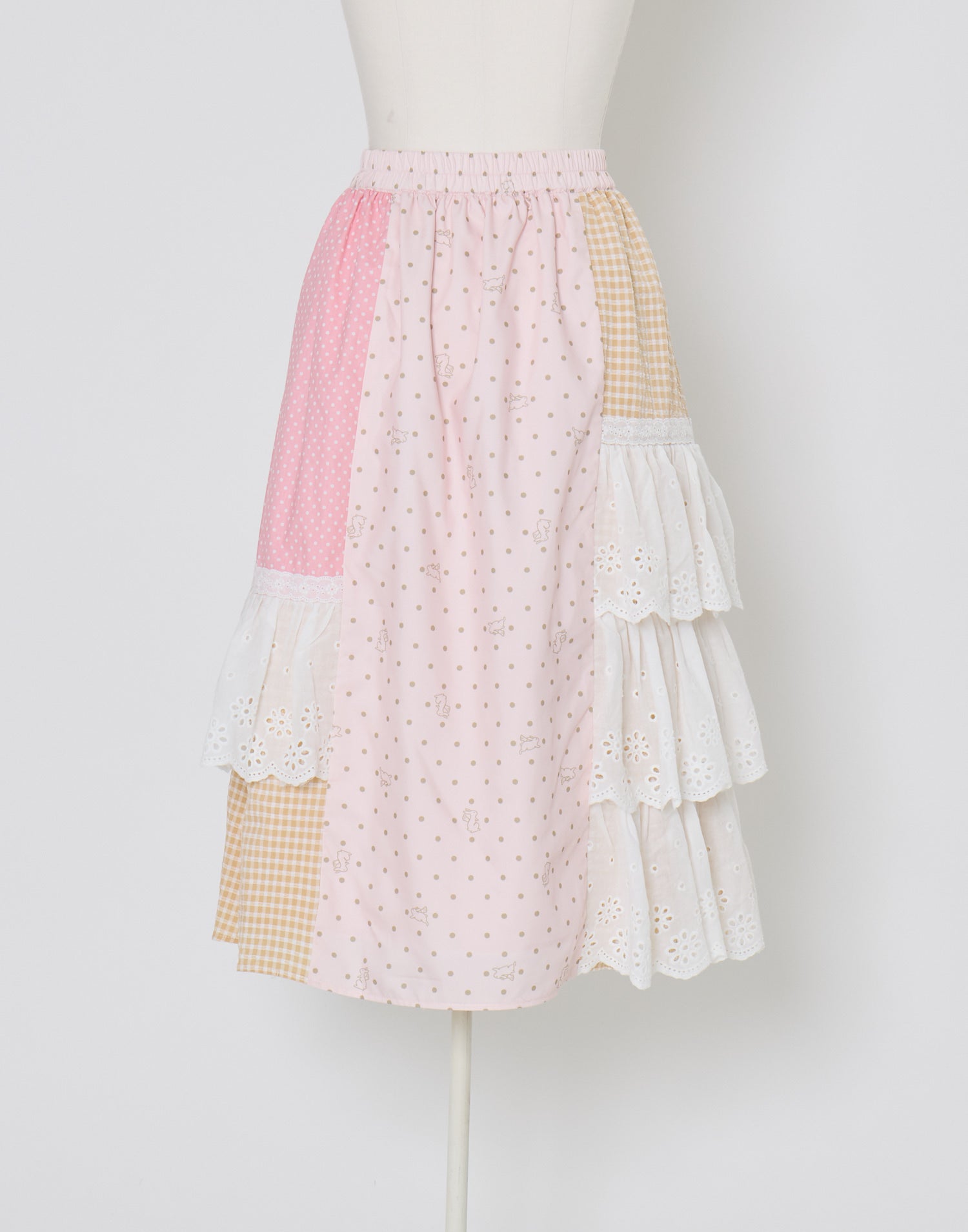 Lolime angel bunny frill patchwork skirt