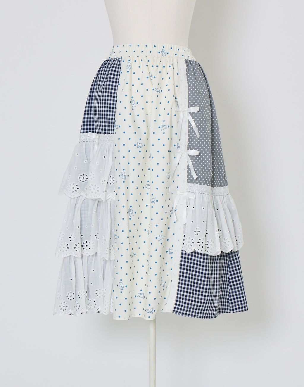 Lolime angel bunny frill patchwork skirt