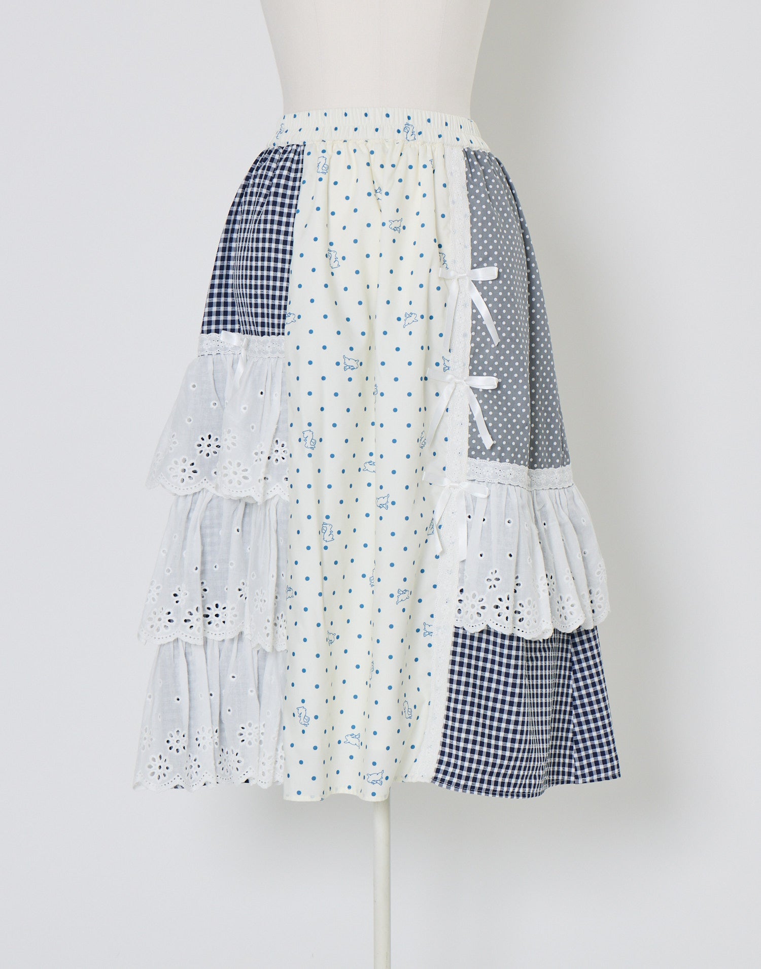 Lolime angel bunny frill patchwork skirt