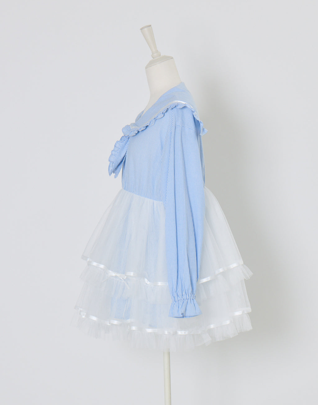(Pre-order) Lolime Tulle & Stripe sailor tunic