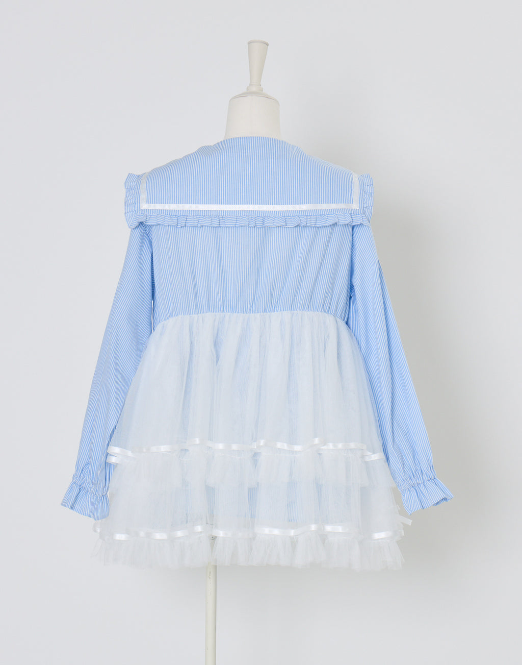 (Pre-order) Lolime Tulle & Stripe sailor tunic