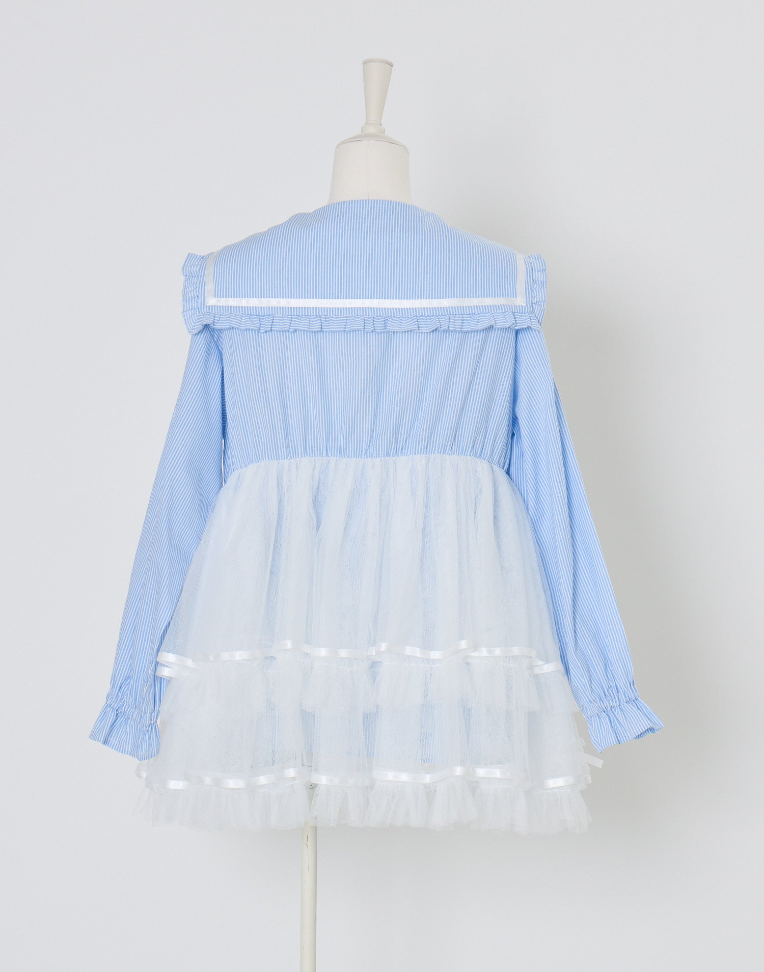 (Pre-order) Lolime Tulle & Stripe sailor tunic