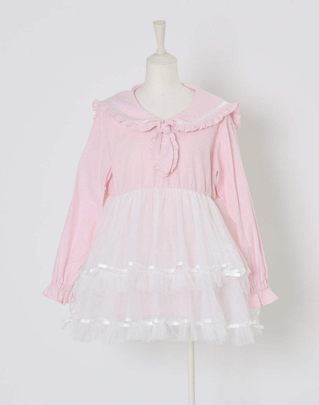 (Pre-order) Lolime Tulle & Stripe sailor tunic