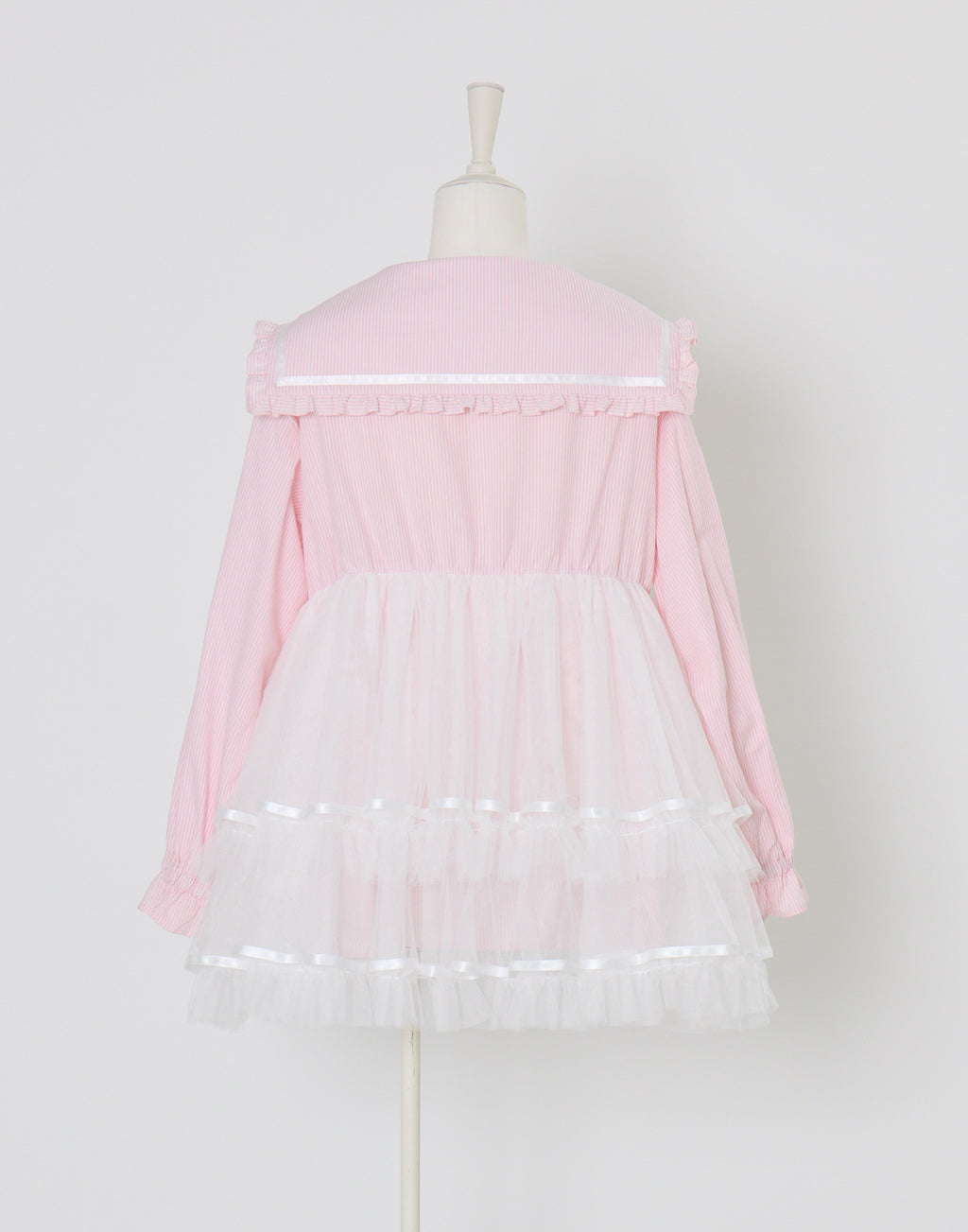 (Pre-order) Lolime Tulle & Stripe sailor tunic