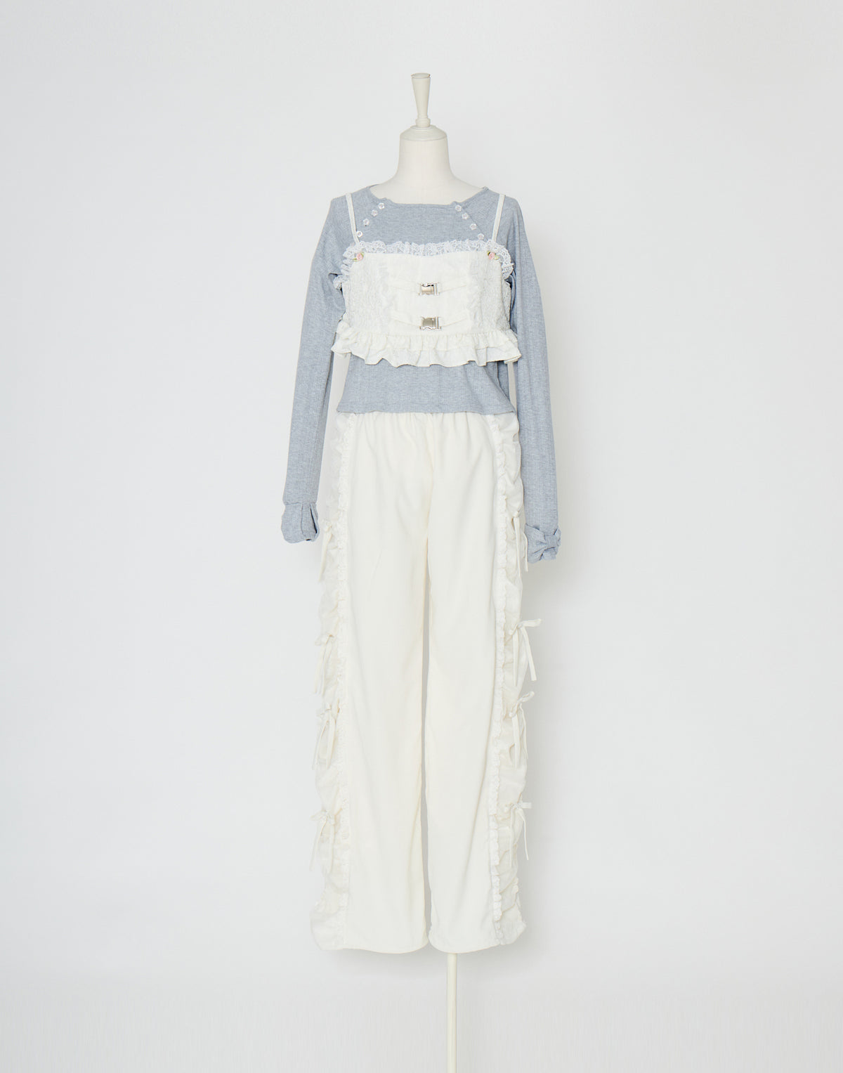 Lolime frill rose jacquard bustier