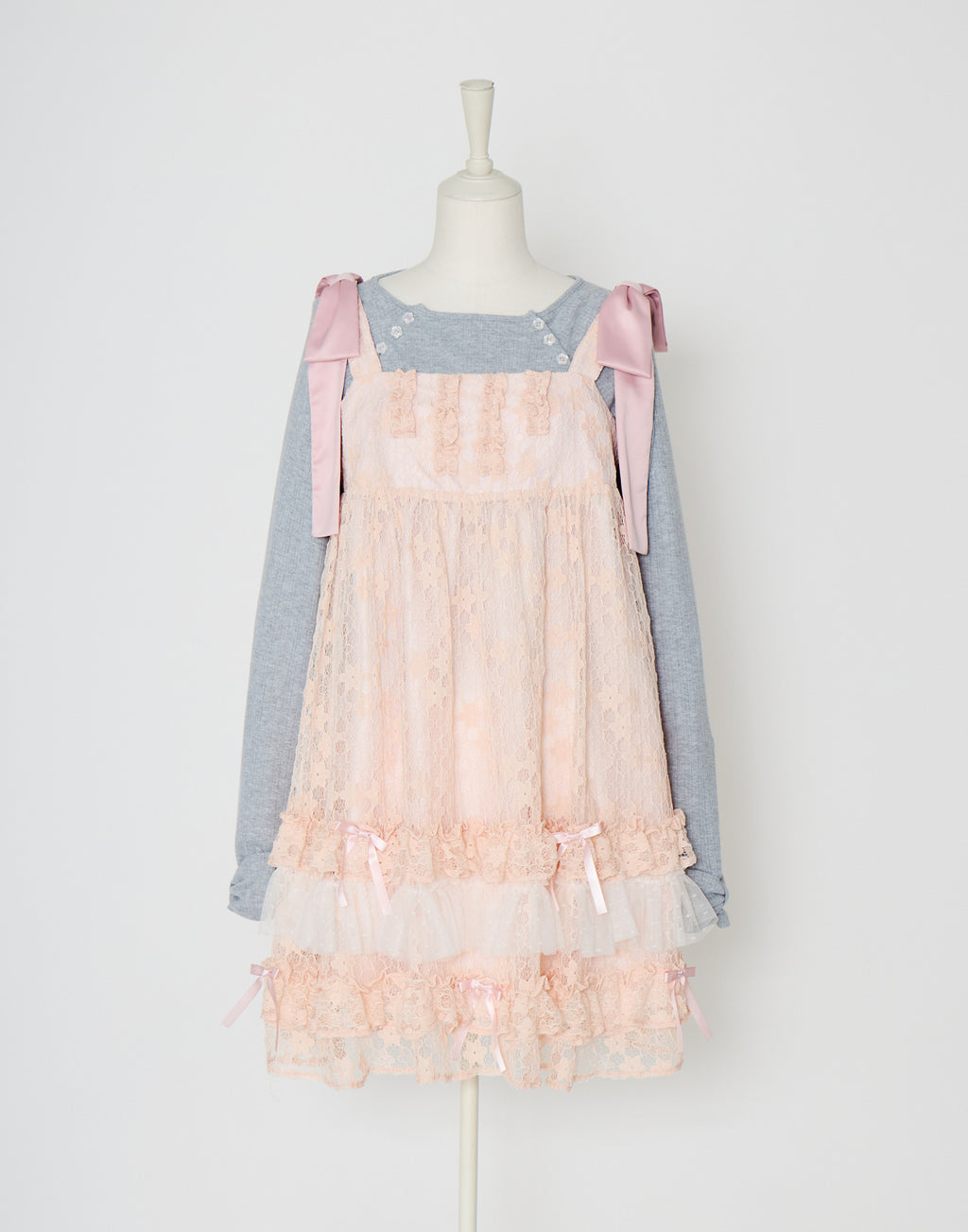Lolime satin ribbon lace mini dress