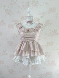 Ruffled Sleeve Peplum Top (Pink Beige)