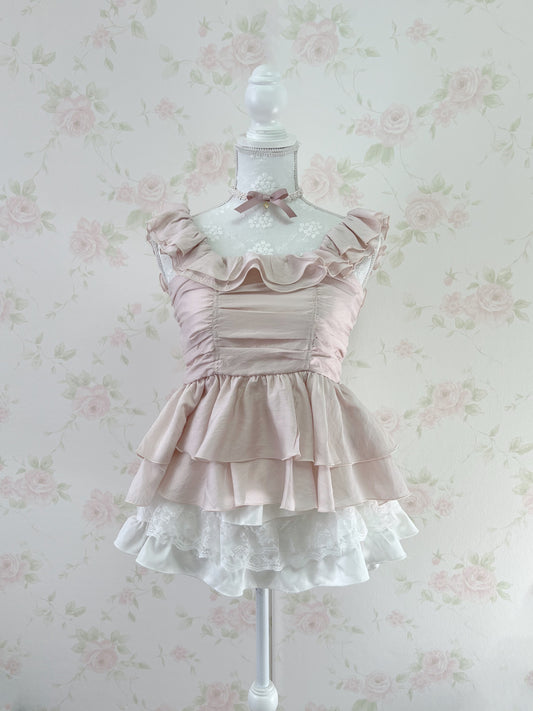 (Pre-order) GRL Ruffled Sleeve Peplum Top (Pink)
