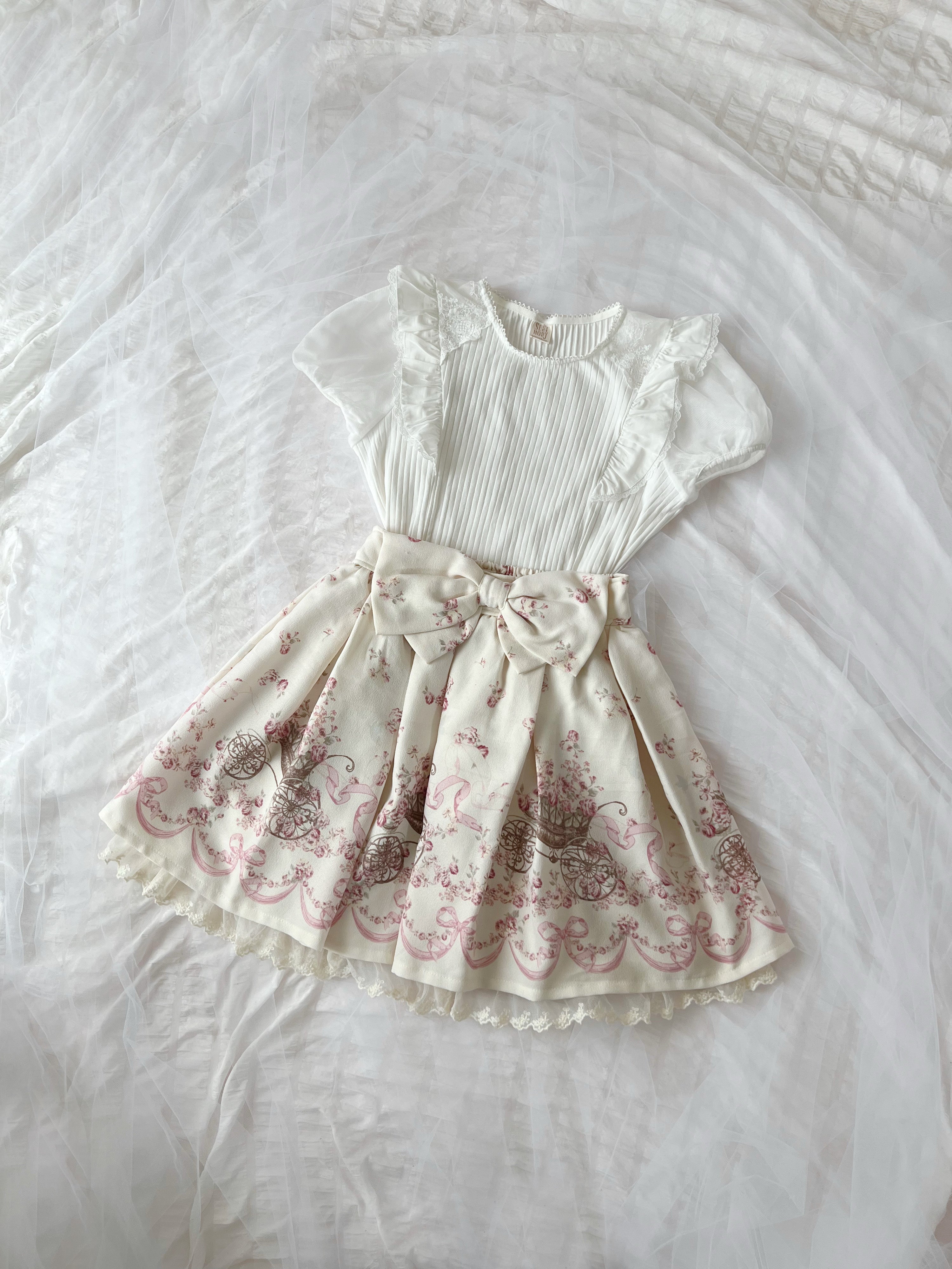 Secret Honey Tulle Sleeve Top(White)