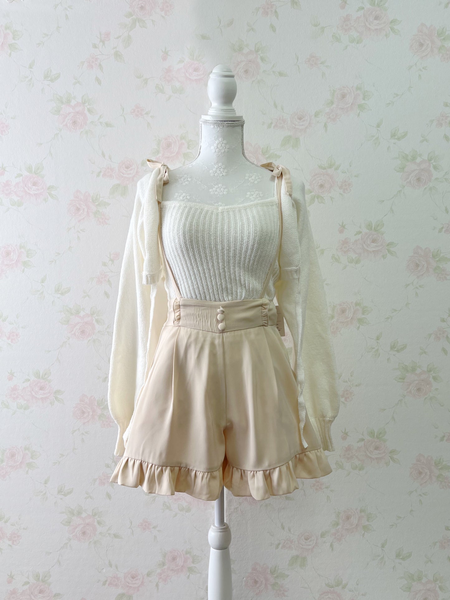 Honey Cinnamon Suspender Ruffled Hem Shorts