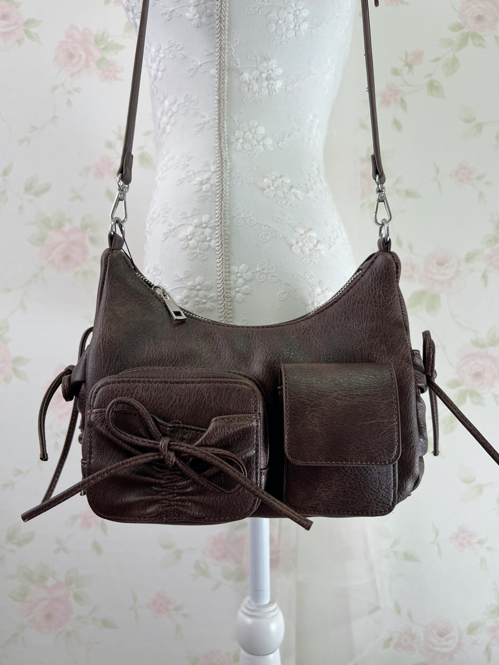Ribbon Shoulder Bag (Chocolate)