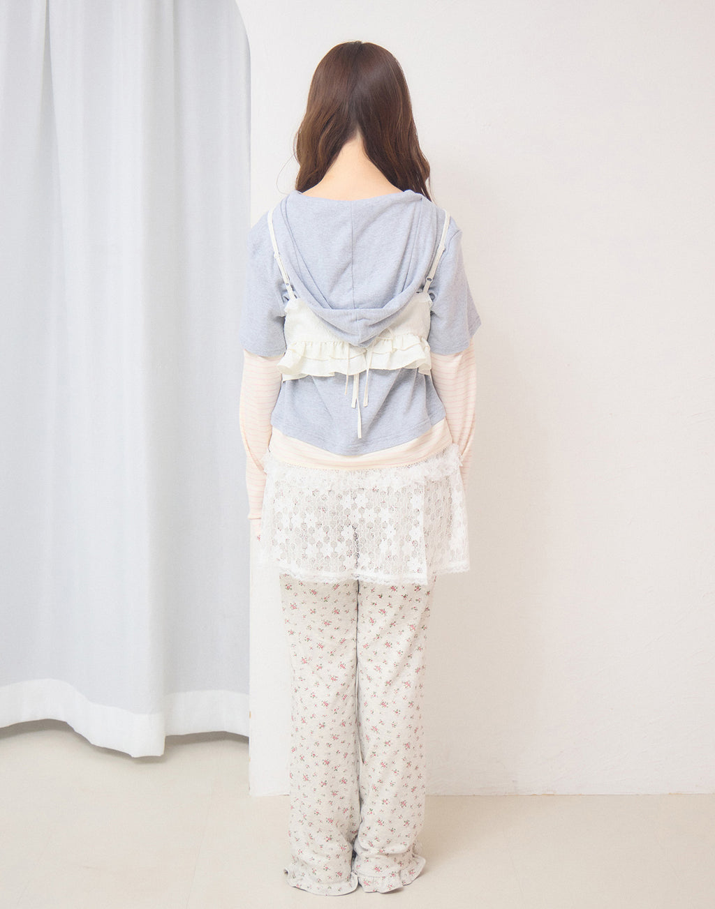 Lolime frill rose jacquard bustier