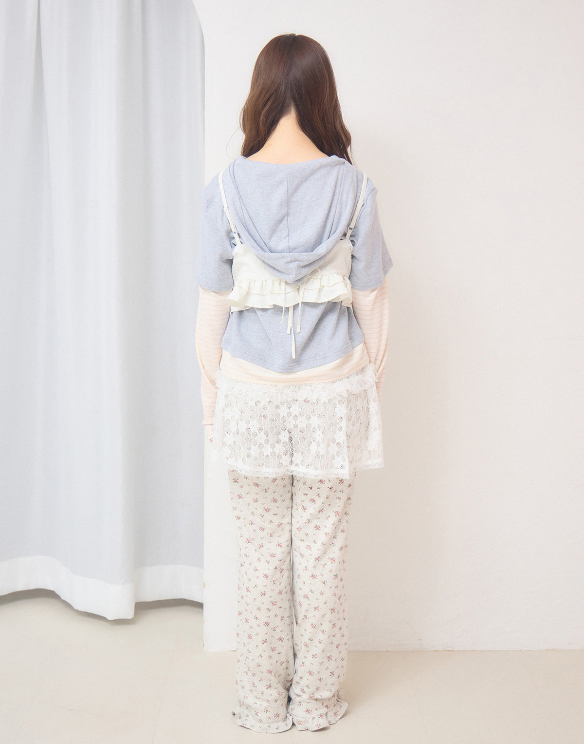Lolime frill rose jacquard bustier
