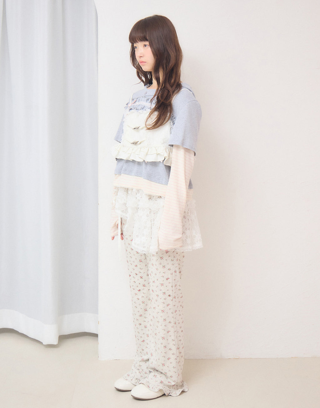 Lolime frill rose jacquard bustier