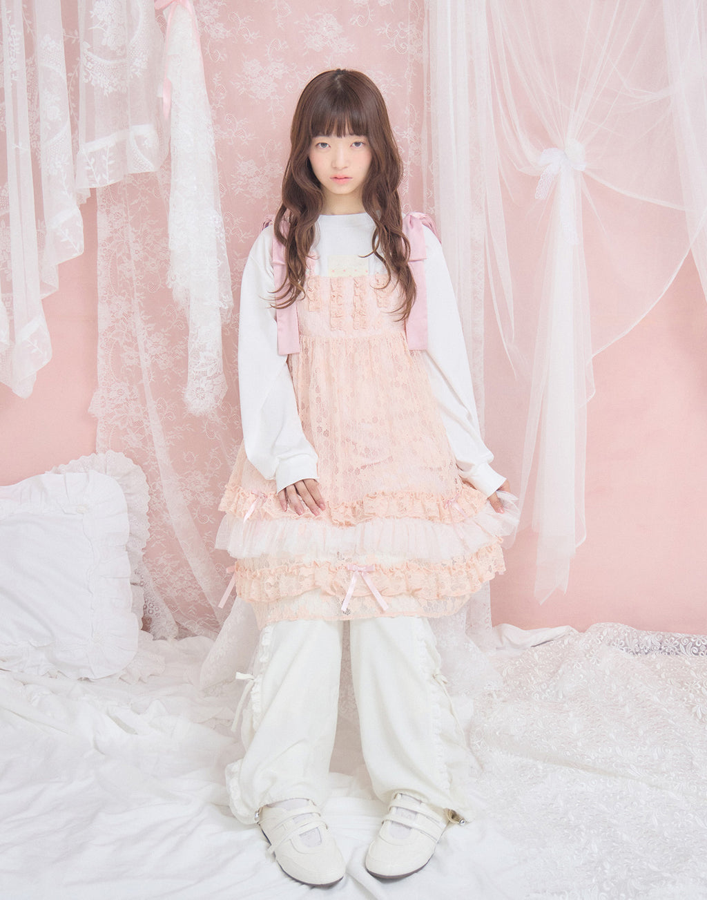 Lolime satin ribbon lace mini dress