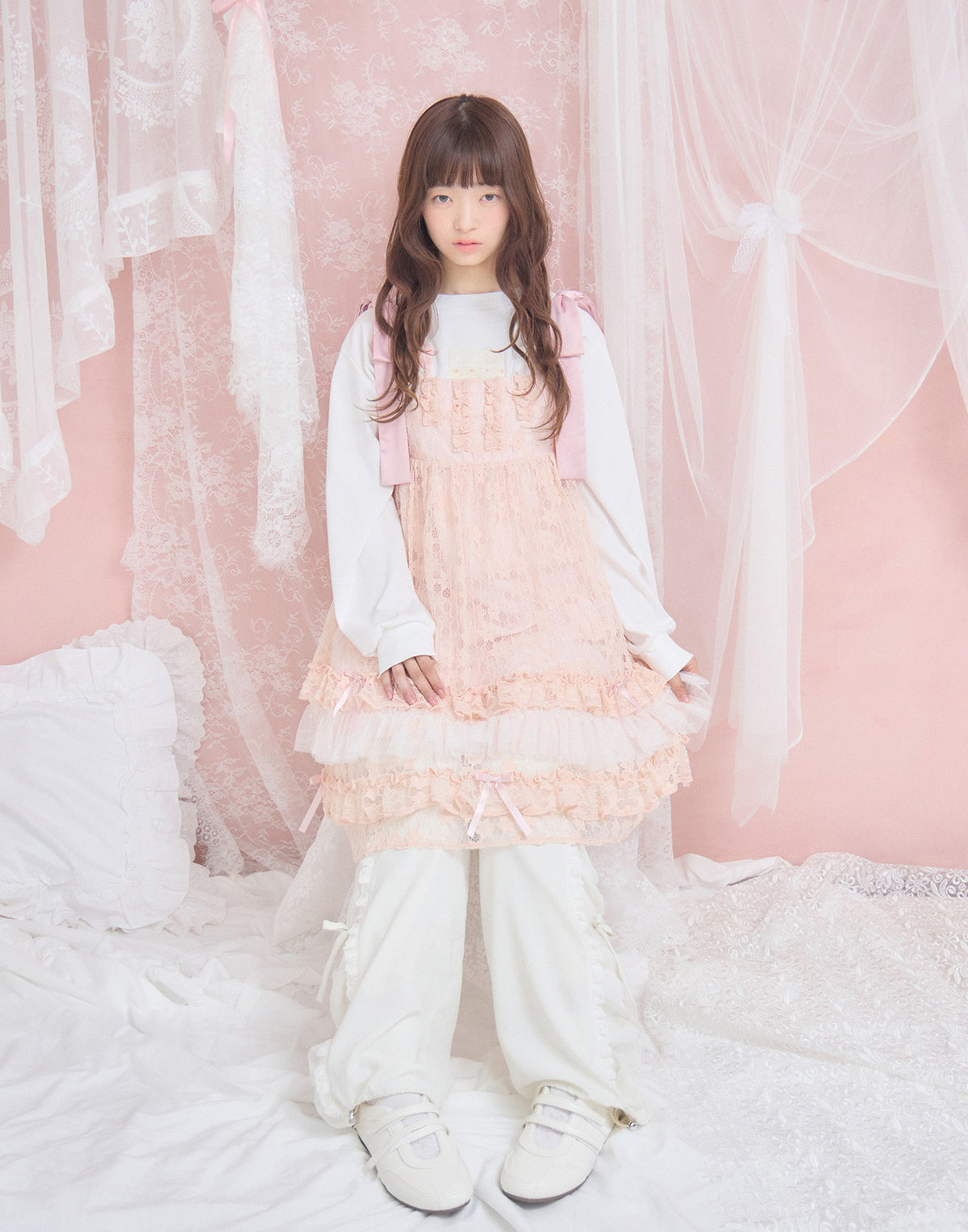 Lolime satin ribbon lace mini dress