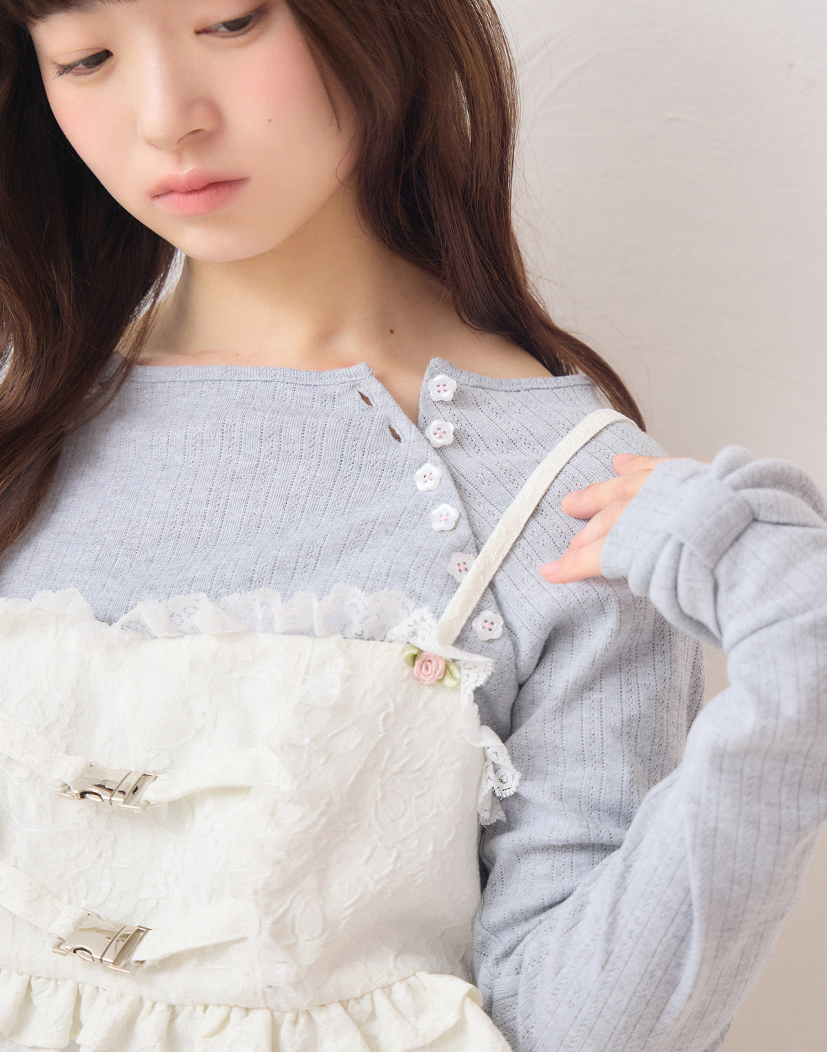 Lolime shoulder button eyelet top