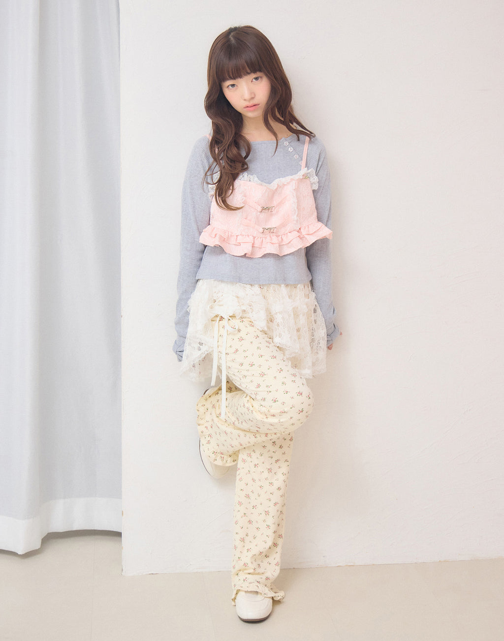 Lolime lace layered floral pants