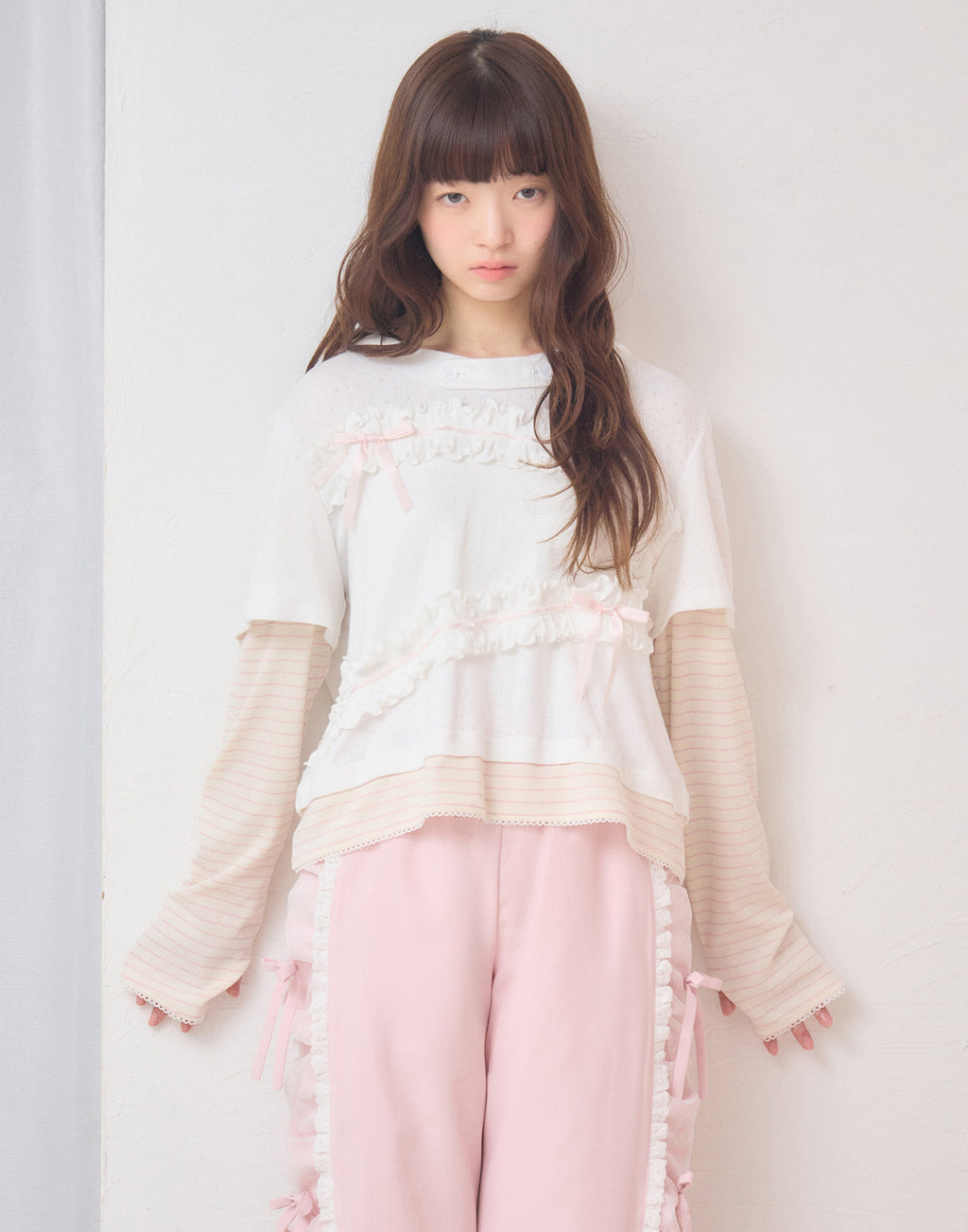 Lolime frill layered hood top
