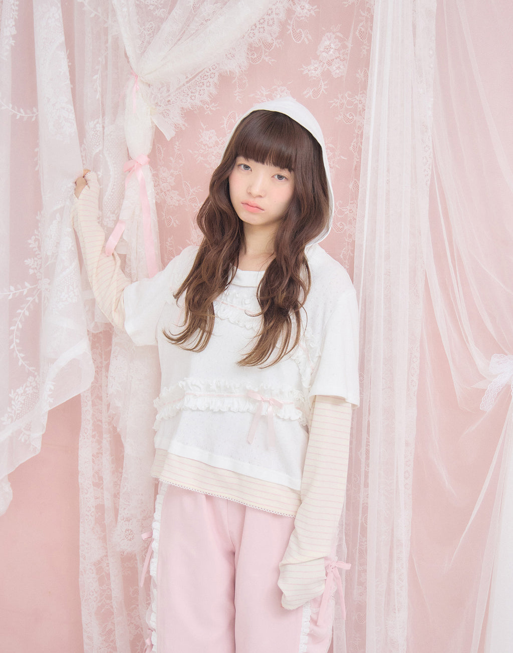 Lolime frill layered hood top